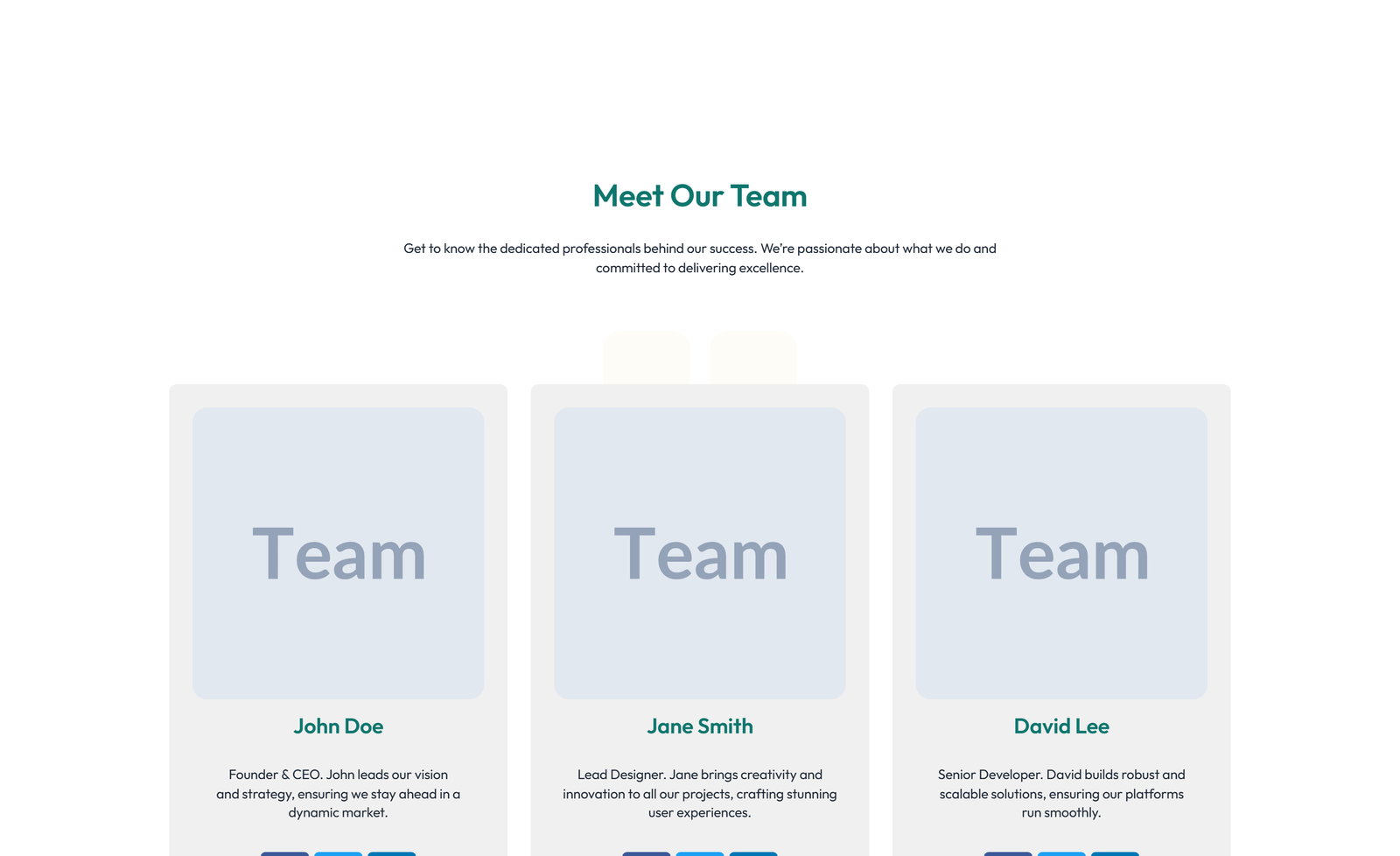 Team with 4-column Team Cards 68 - Elementor component