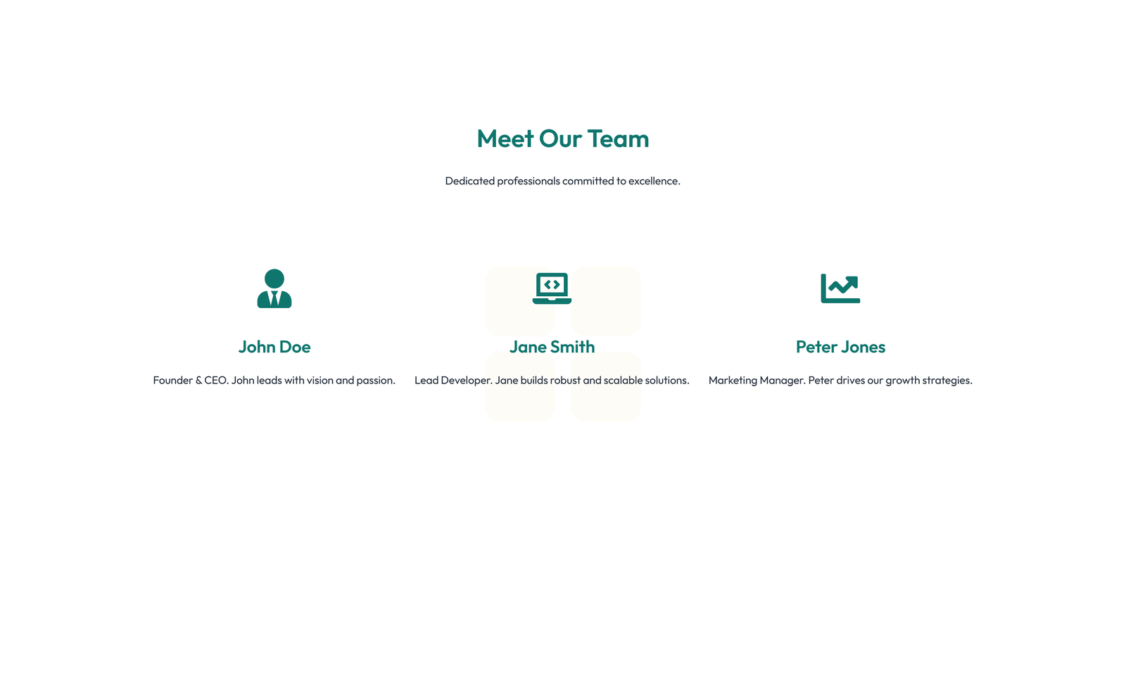 Screenshot of Team with 4-column Team Cards 69 - Elementor Team Sections component