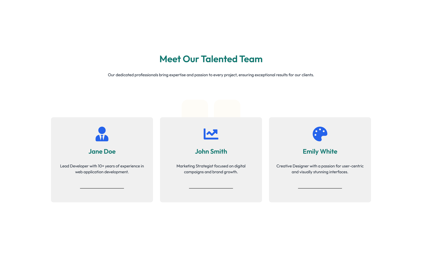 Team with 2-column Team Cards 69 - Elementor component
