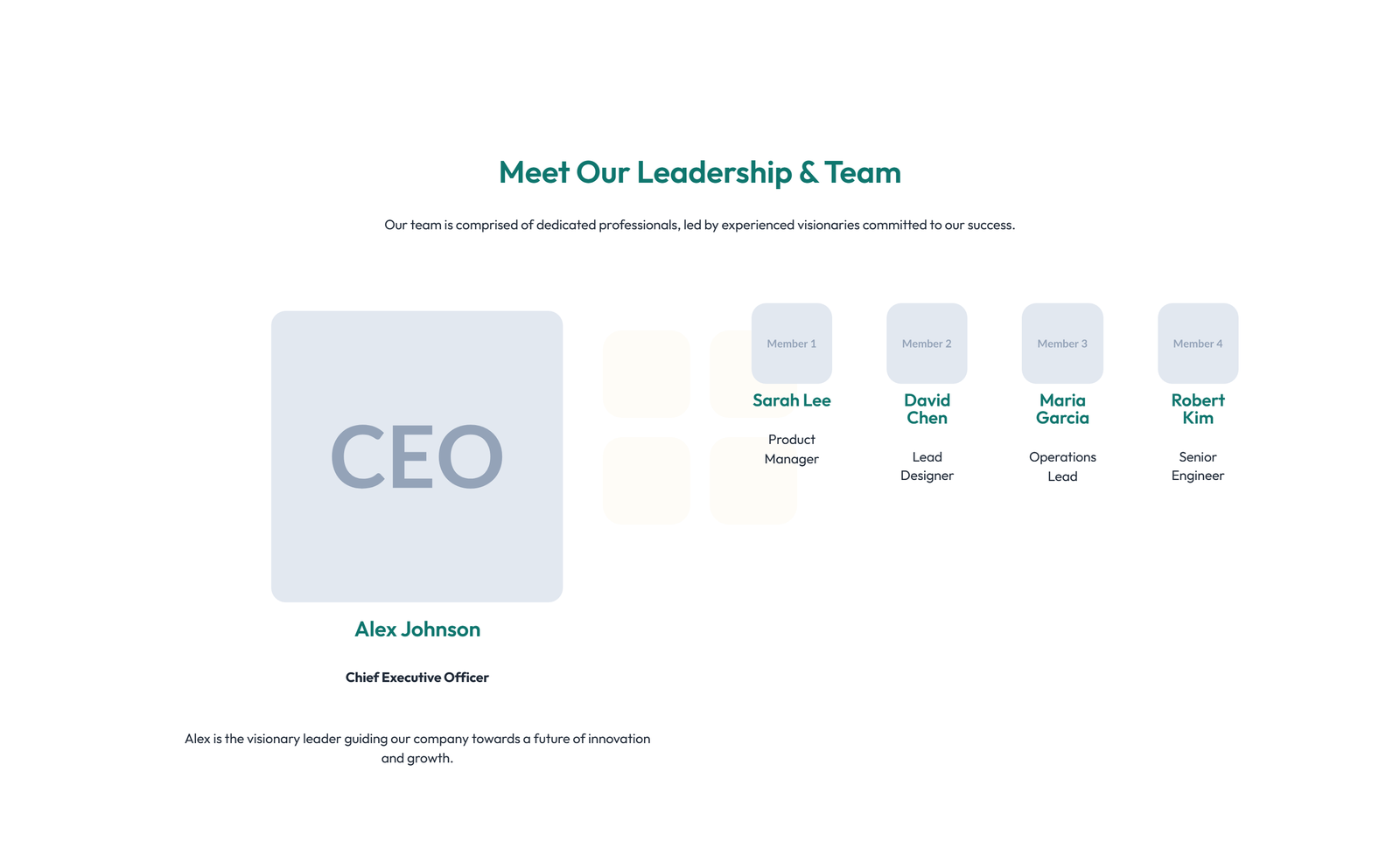 Team with 4-column Team Cards 71 - Elementor component