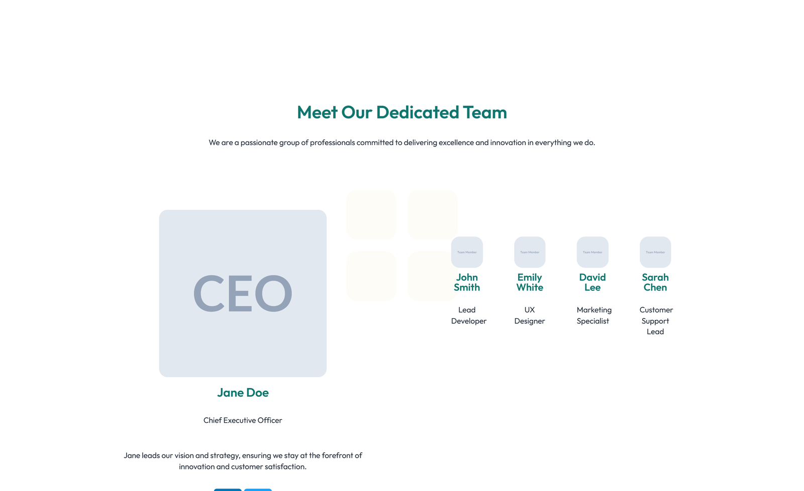 Team with 4-column Team Cards 73 - Elementor component