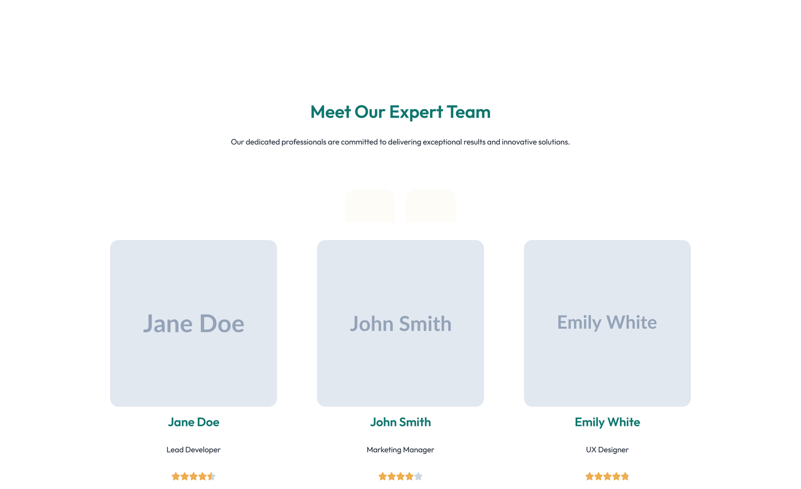 Team with 4-column Team Cards 78 - Elementor component