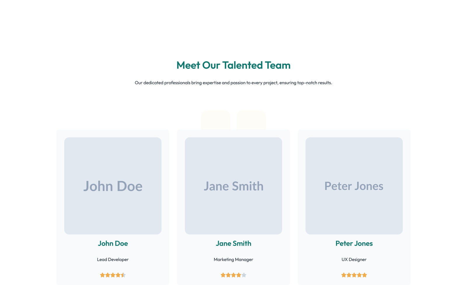 Team with 4-column Team Cards 79 - Elementor component