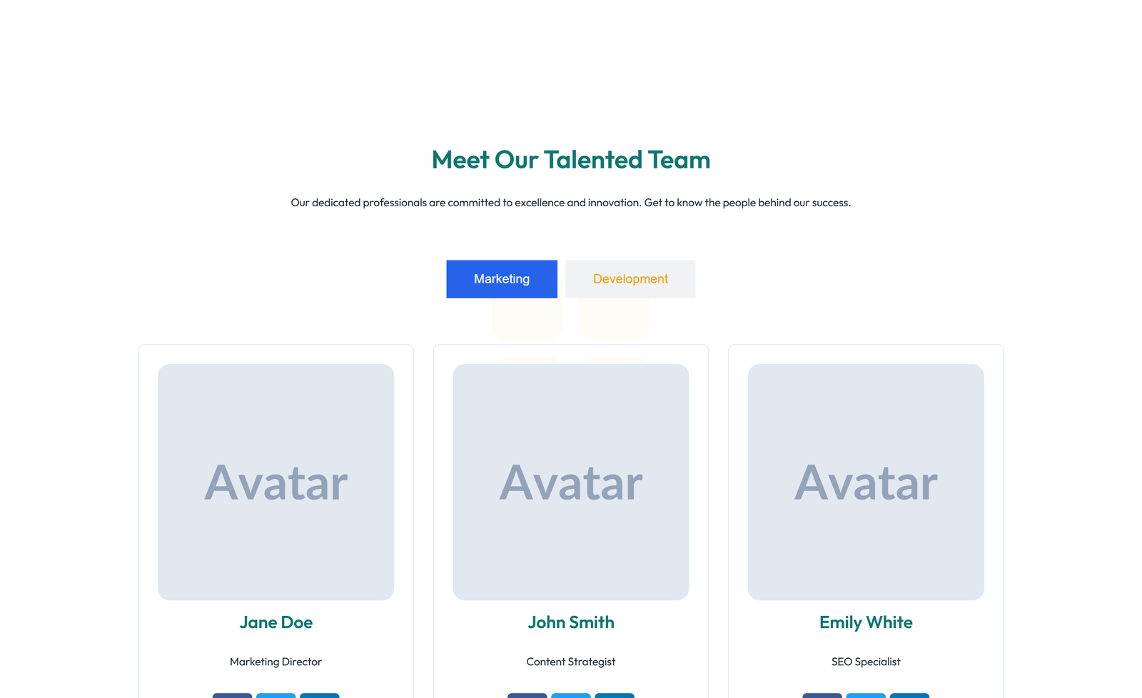 Team with 4-column Team Cards 83 - Elementor component