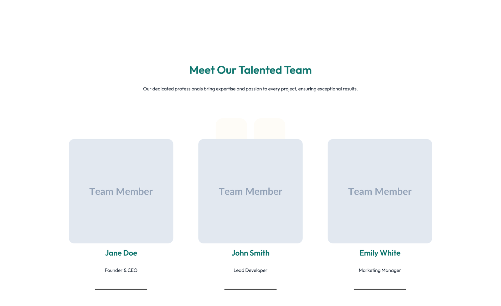 Team with 4-column Team Cards 86 - Elementor component