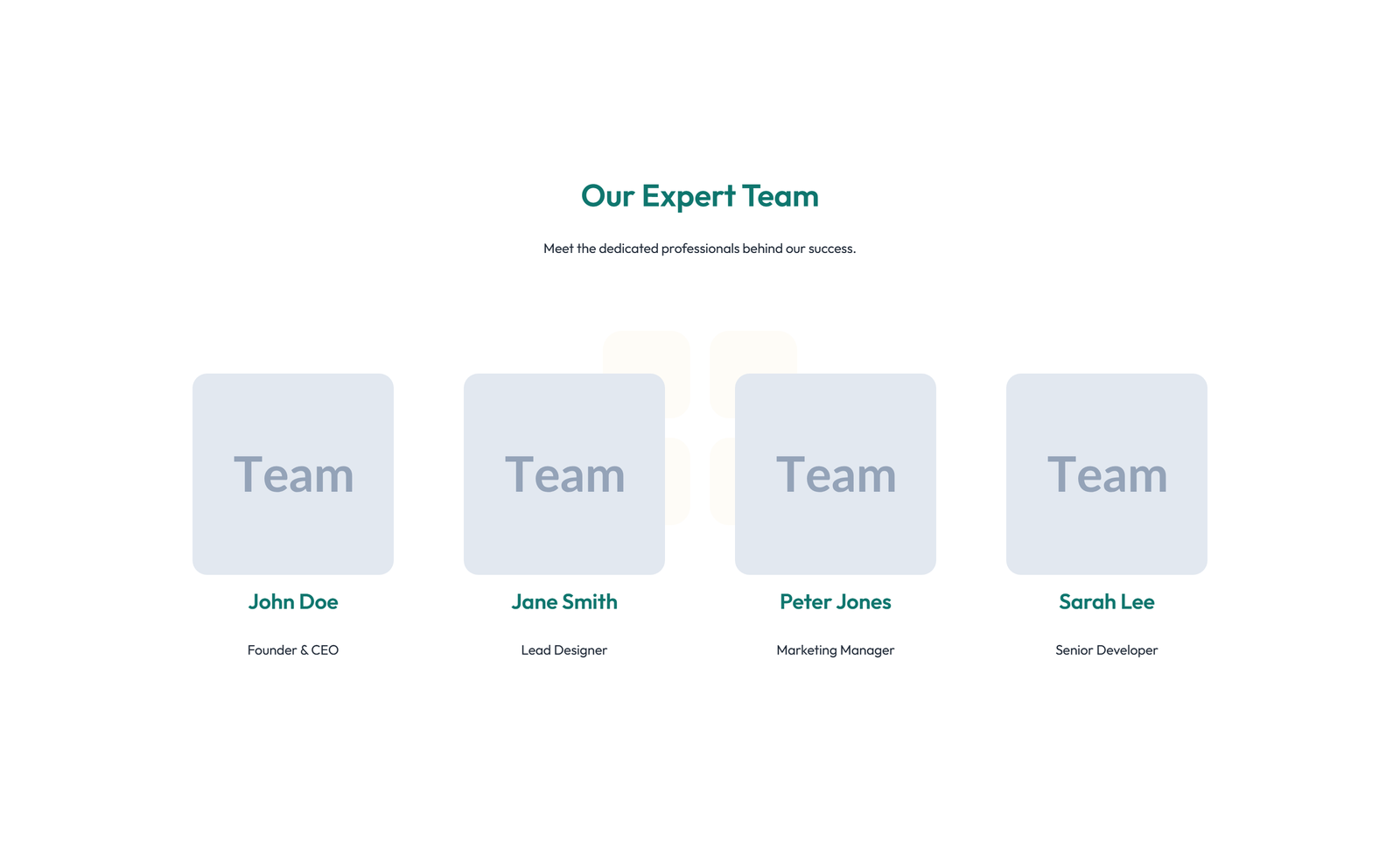 Team with 2-column Team Cards 89 - Elementor component