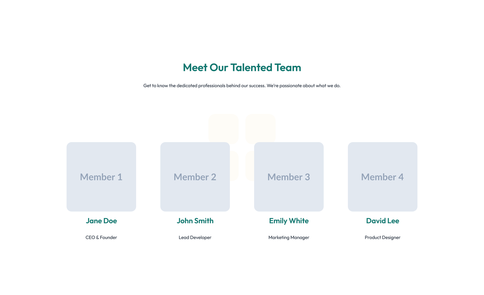 Team with 3-column Team Cards with Social 90 - Elementor component