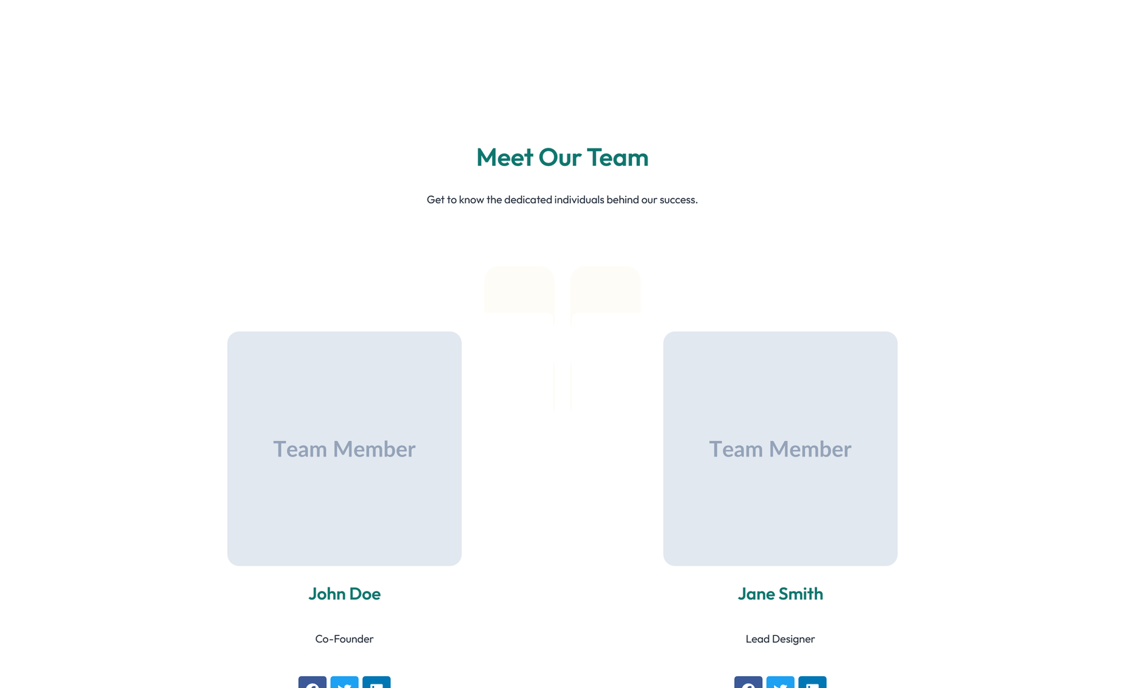 Team with 2-column Team Cards 92 - Elementor component