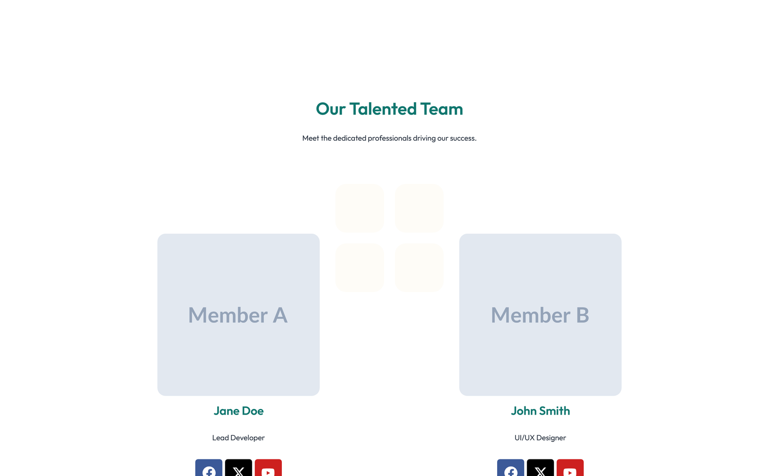 Team with 4-column Team Cards 93 - Elementor component