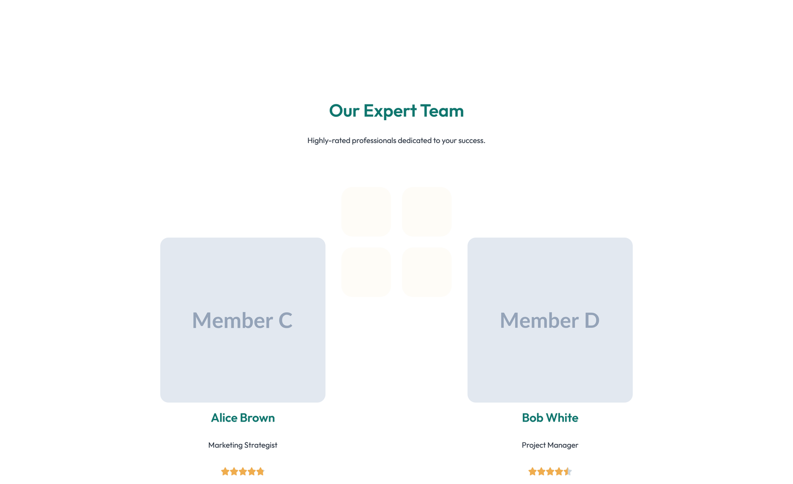 Team with 2-column Team Cards 93 - Elementor component