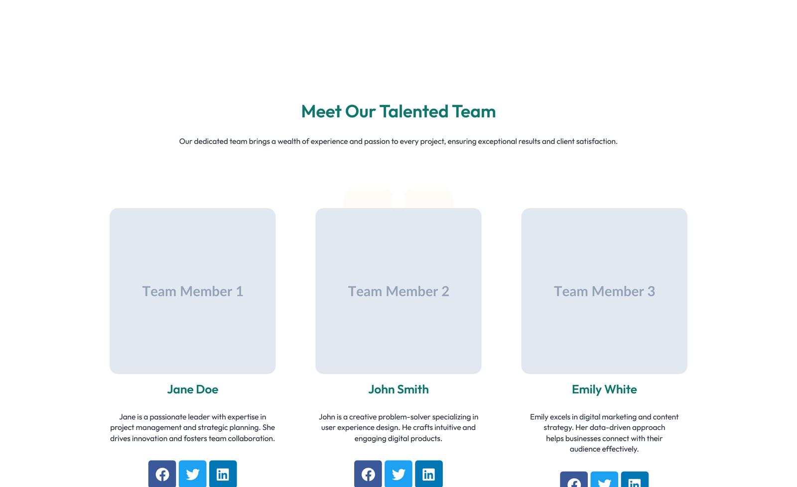 Team with 4-column Team Cards 94 - Elementor component