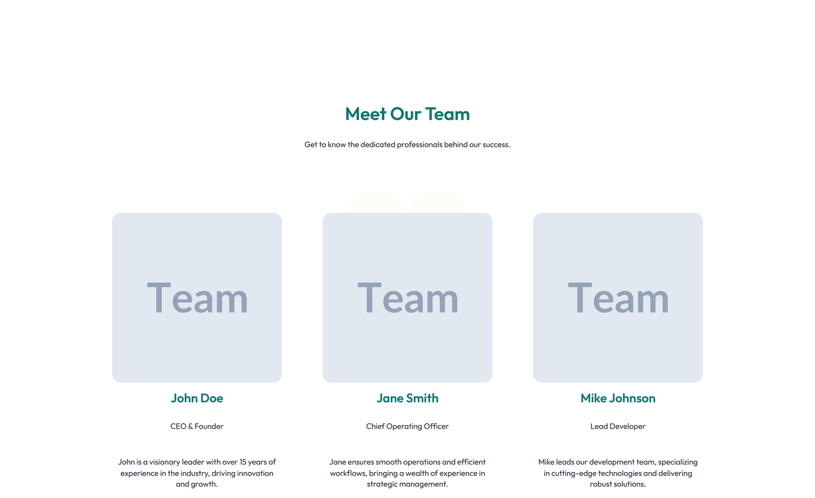 Team with 2-column Team Cards 94 - Elementor component