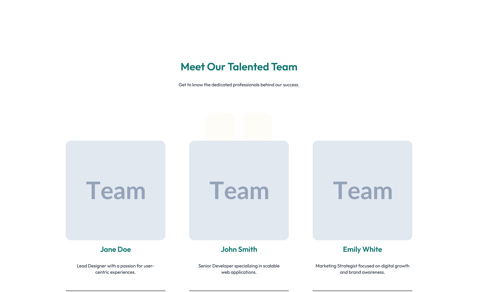 Team with 4-column Team Cards 96 - Elementor component