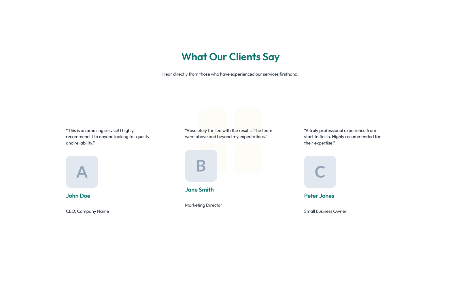 Screenshot of Testimonial with Single Centered Blockquote 2 - Elementor Testimonial Sections component