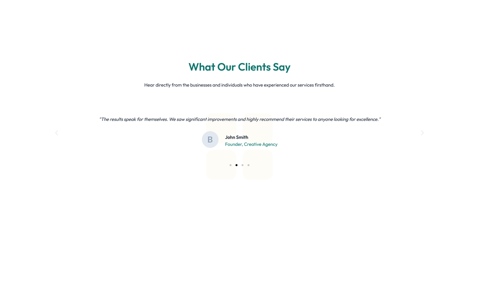 Screenshot of Testimonial with Single Centered Blockquote 4 - Elementor Testimonial Sections component