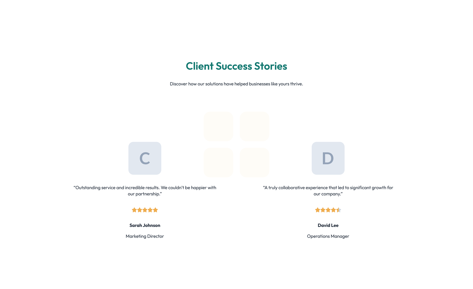 Screenshot of Testimonial with 3-column Rating, Quote Cards 5 - Elementor Testimonial Sections component