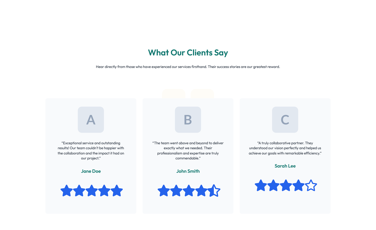 Testimonial with 3-column Rating, Quote Cards 10 - Elementor component