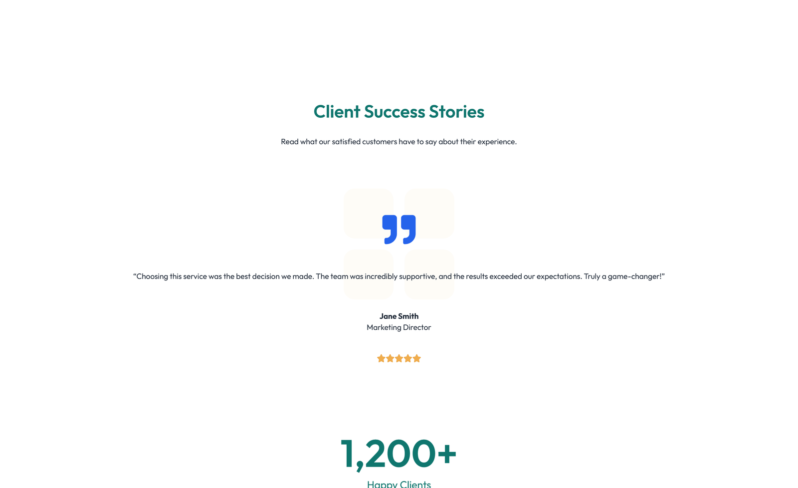 Screenshot of Testimonial with 3-column Rating, Quote Cards 14 - Elementor Testimonial Sections component