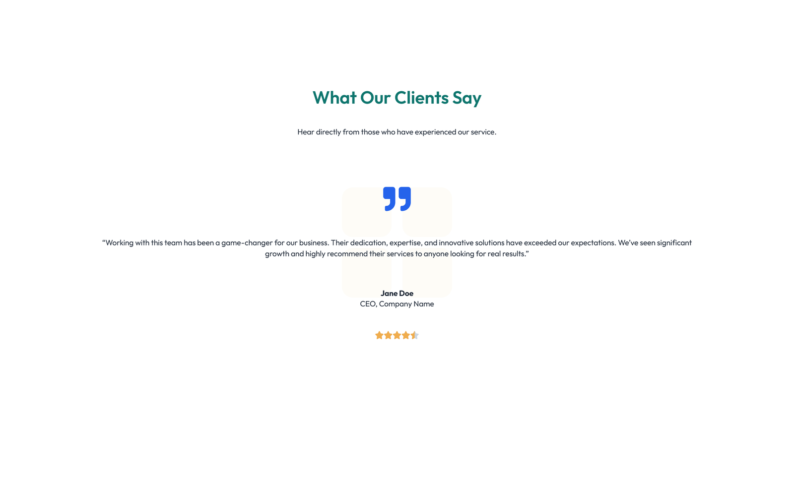 Screenshot of Testimonial with Carousel with Heading 15 - Elementor Testimonial Sections component