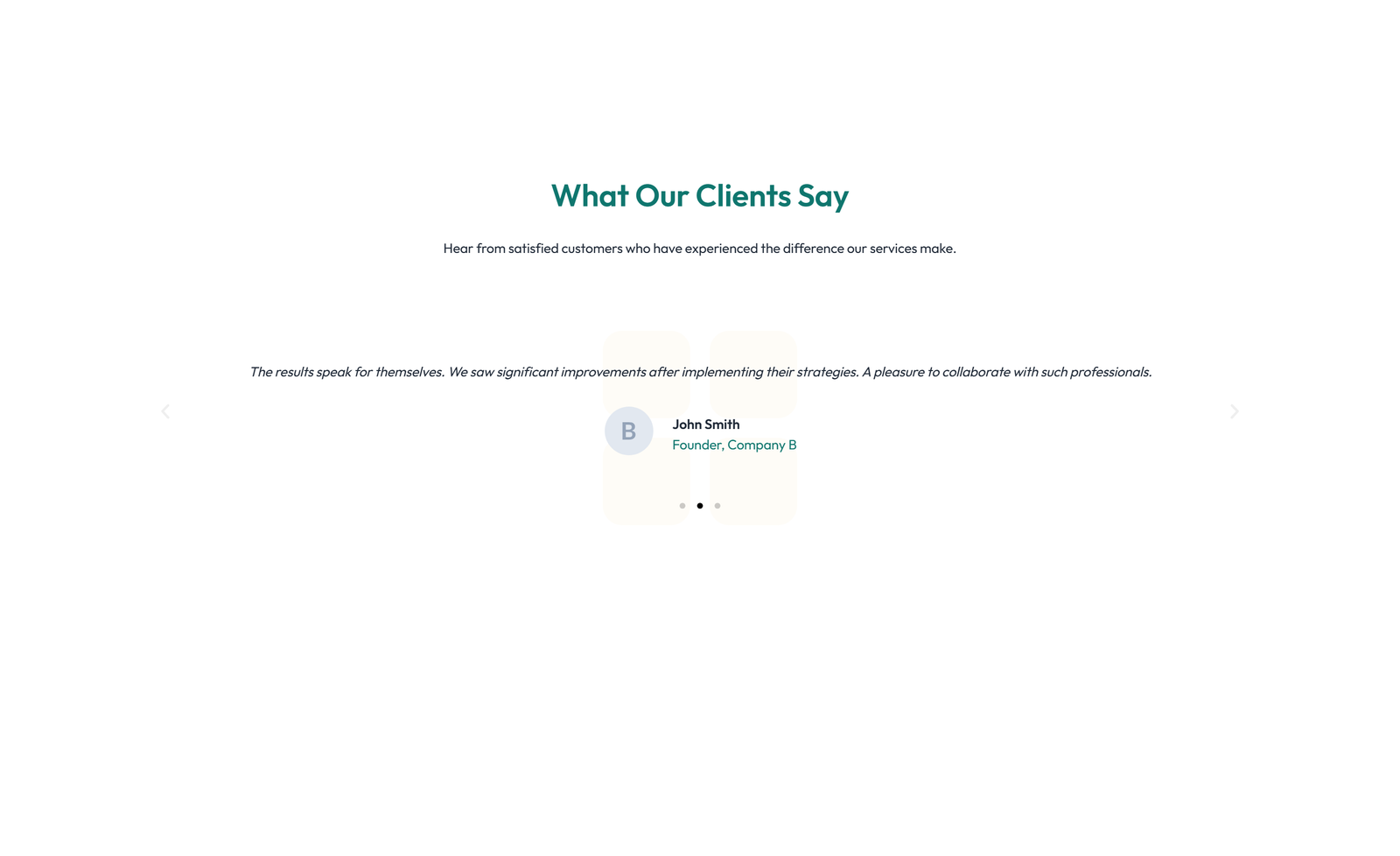 Screenshot of Testimonial with Single Centered Blockquote 16 - Elementor Testimonial Sections component