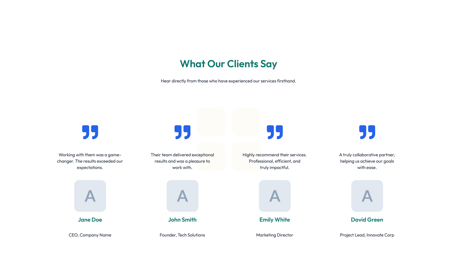 Testimonial with 3-column Rating, Quote Cards 19 - Elementor component