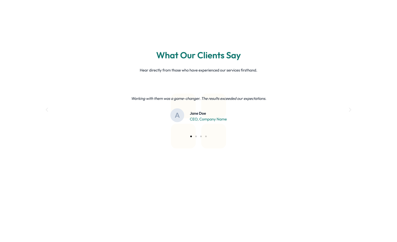 Screenshot of Testimonial with Single Centered Blockquote 19 - Elementor Testimonial Sections component