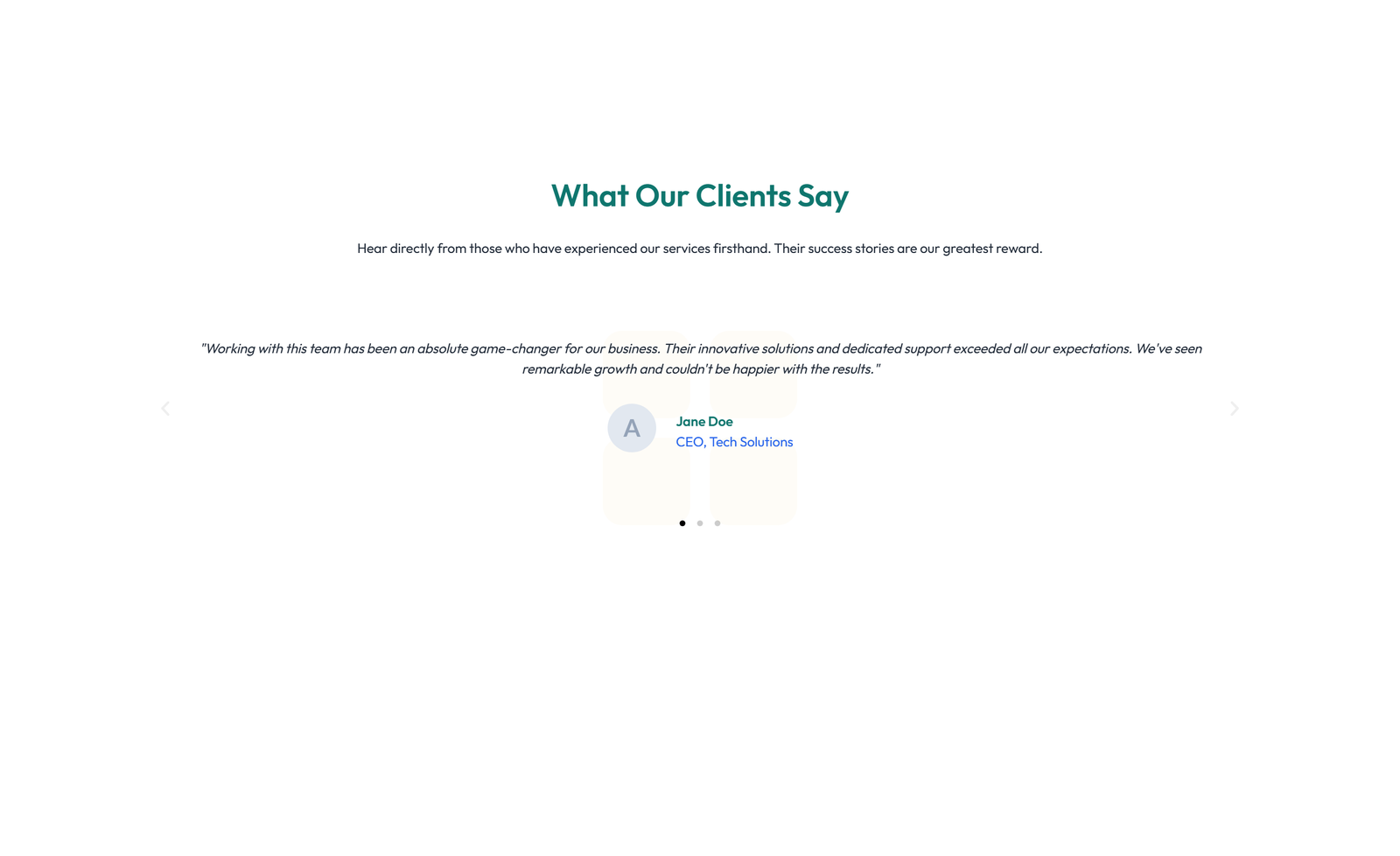 Screenshot of Testimonial with Single Centered Blockquote 25 - Elementor Testimonial Sections component