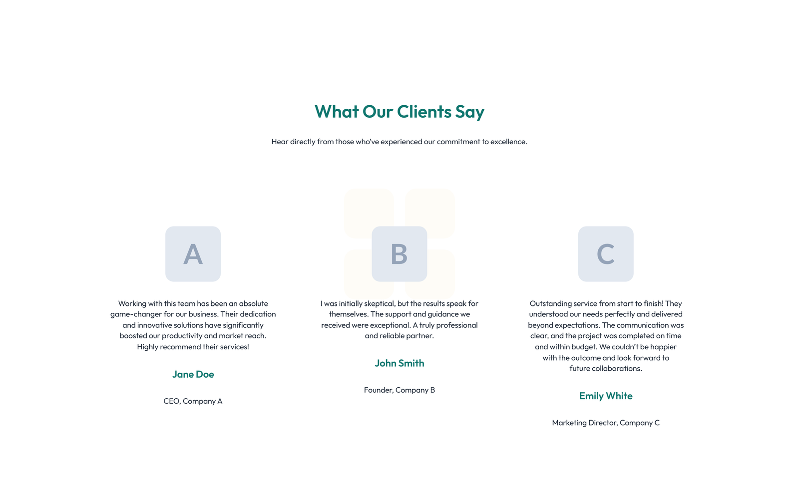 Testimonial with Single Centered Blockquote 26 - Elementor component
