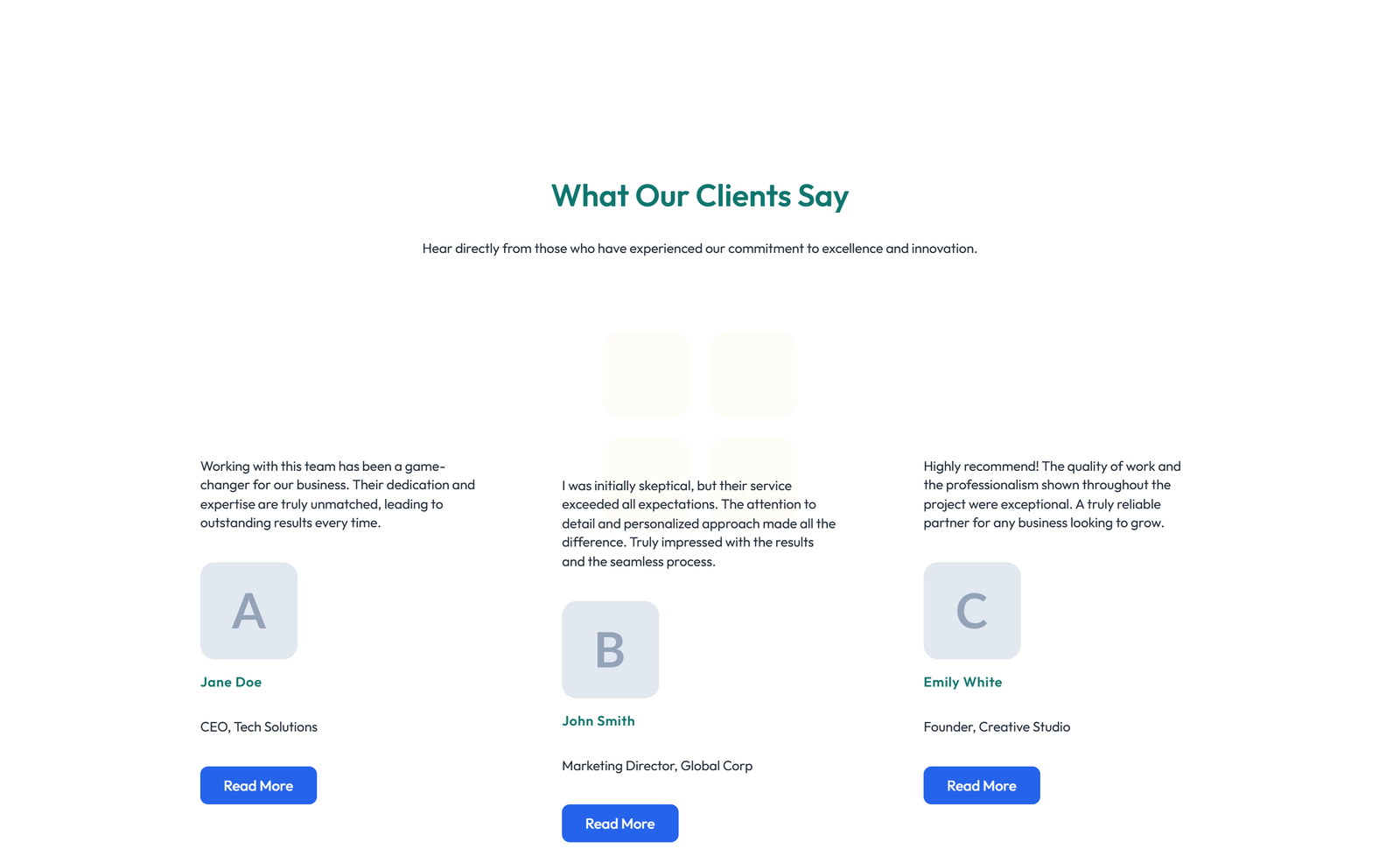 Testimonial with Single Centered Blockquote 27 - Elementor component