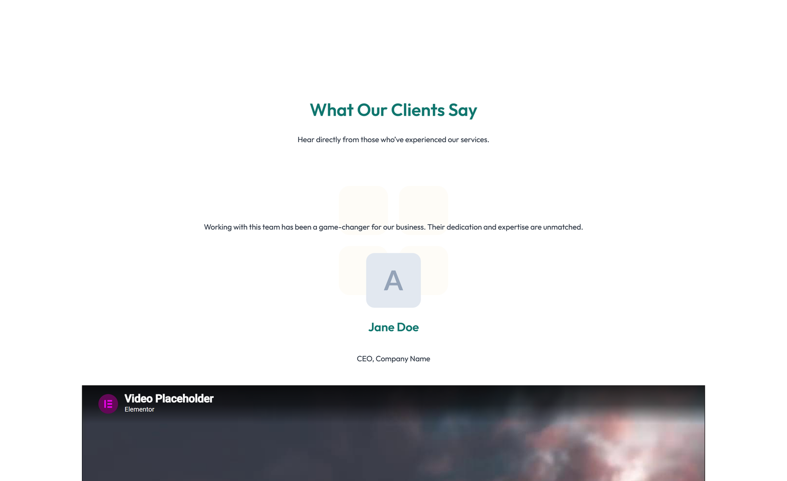 Testimonial with Single Centered Blockquote 29 - Elementor component
