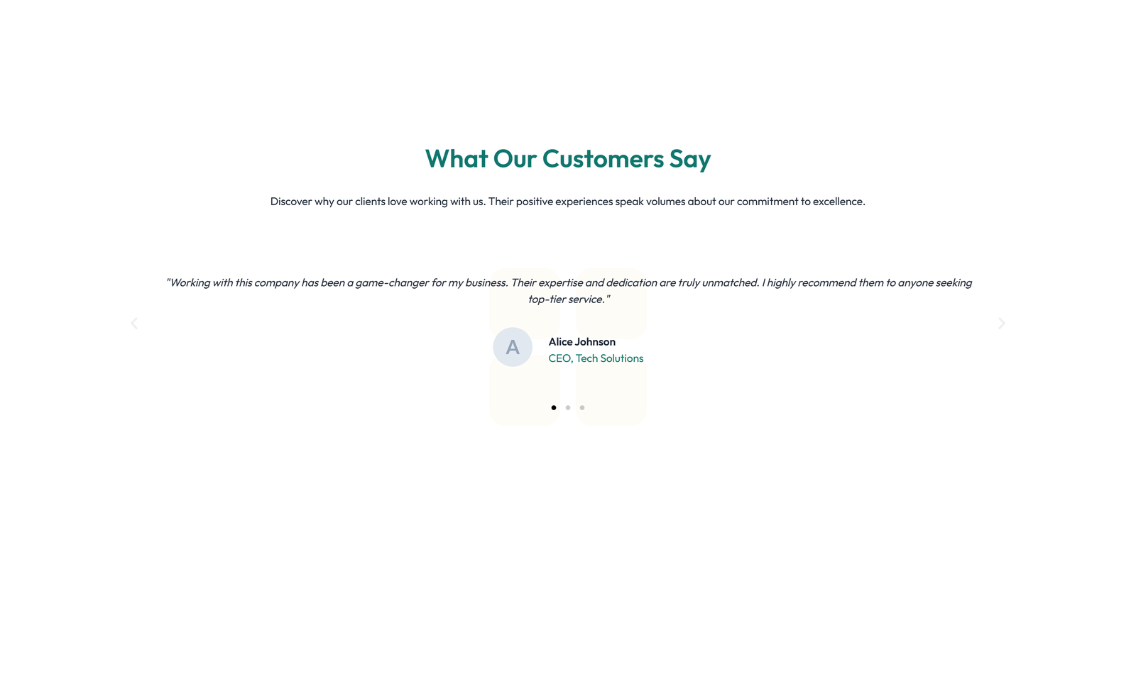 Screenshot of Testimonial with Single Centered Blockquote 31 - Elementor Testimonial Sections component