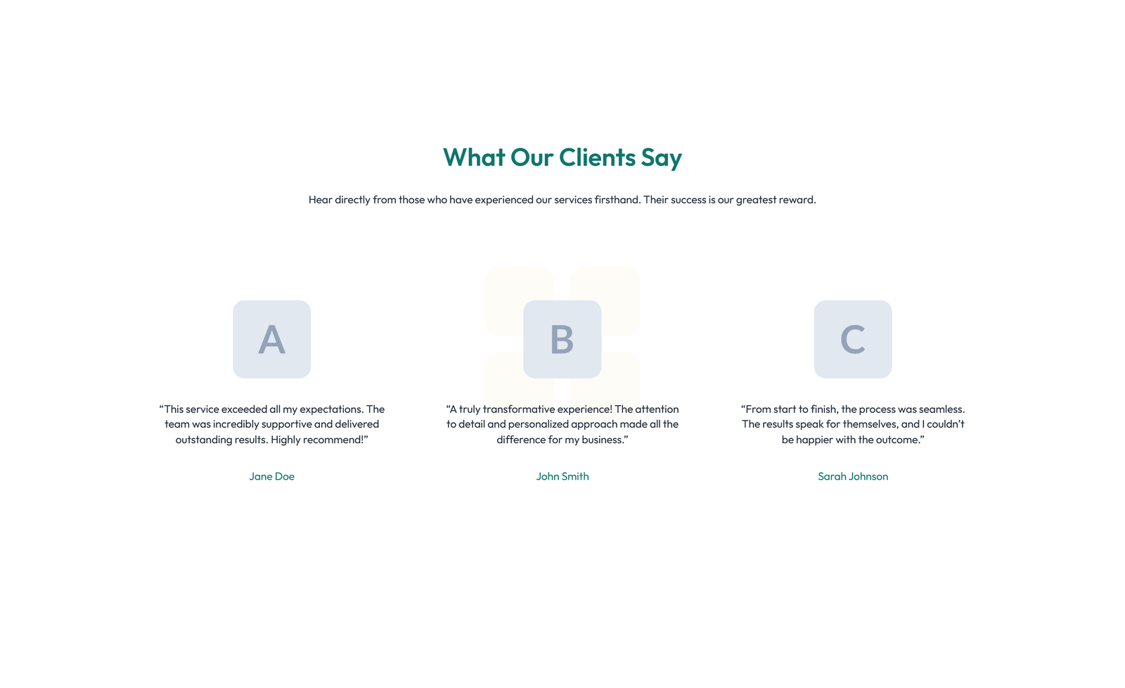 Screenshot of Testimonial with Single Centered Blockquote 32 - Elementor Testimonial Sections component