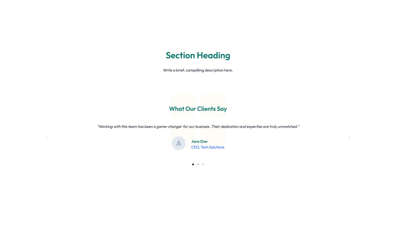 Screenshot of Testimonial with Single Centered Blockquote 37 - Elementor Testimonial Sections component