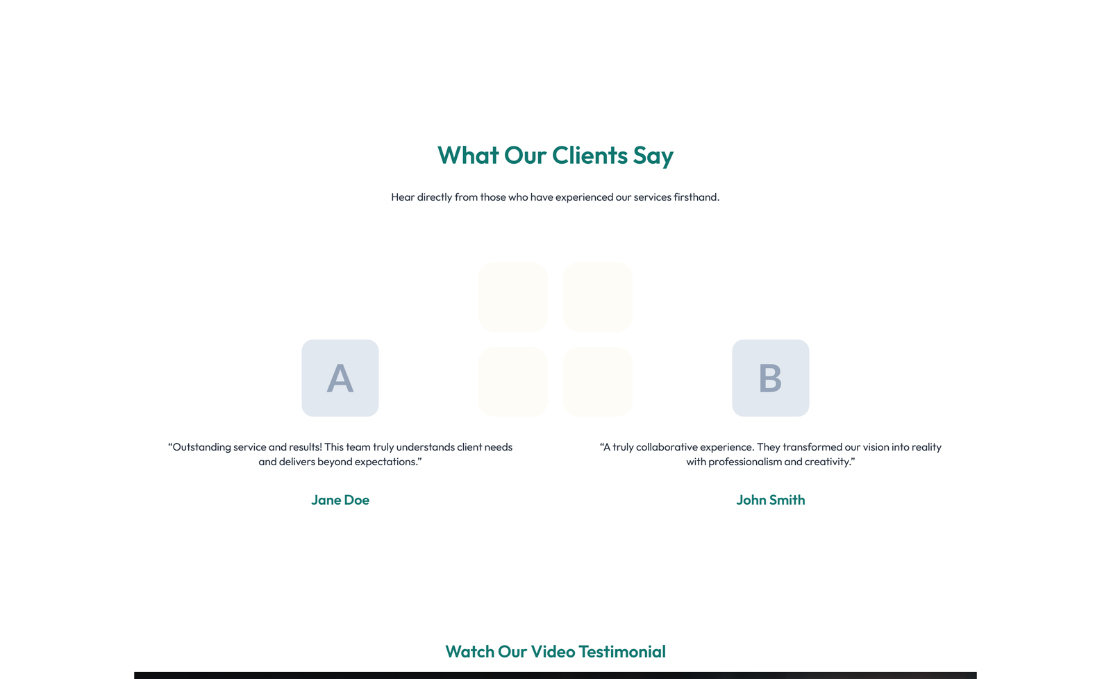 Screenshot of Testimonial with Single Centered Blockquote 38 - Elementor Testimonial Sections component