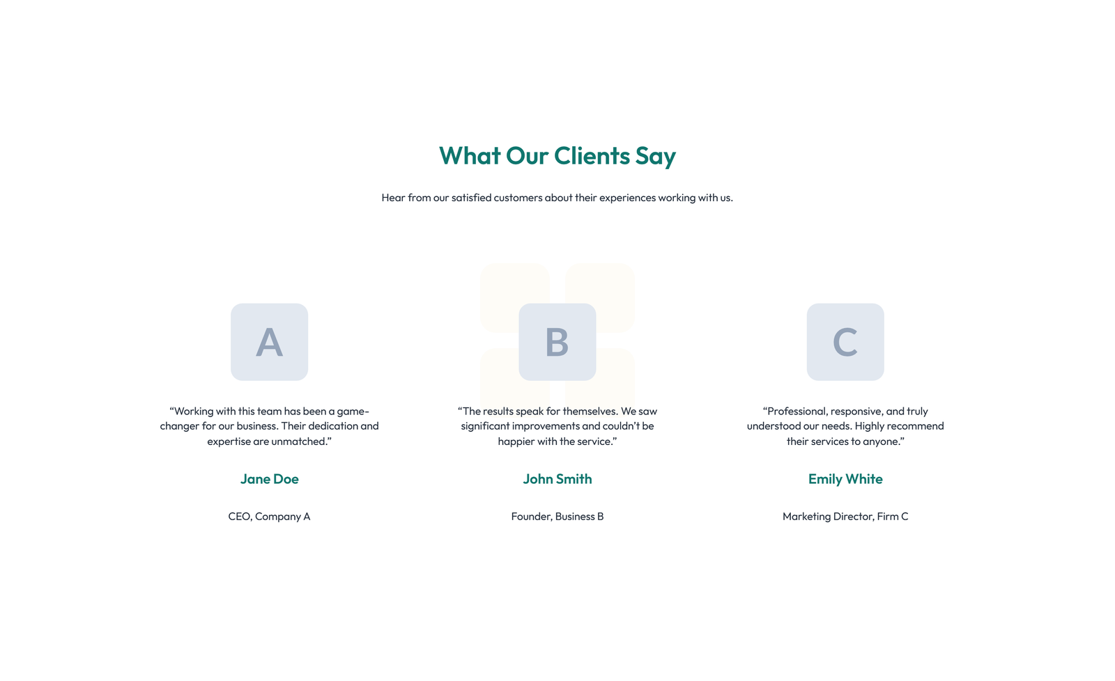 Testimonial with 3-column Rating, Quote Cards 39 - Elementor component