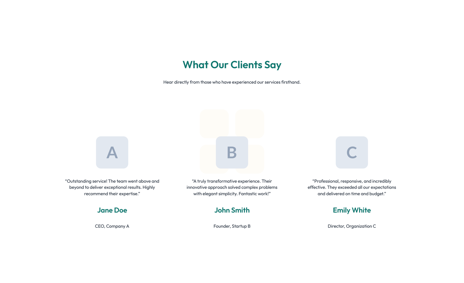 Testimonial with 3-column Rating, Quote Cards 40 - Elementor component