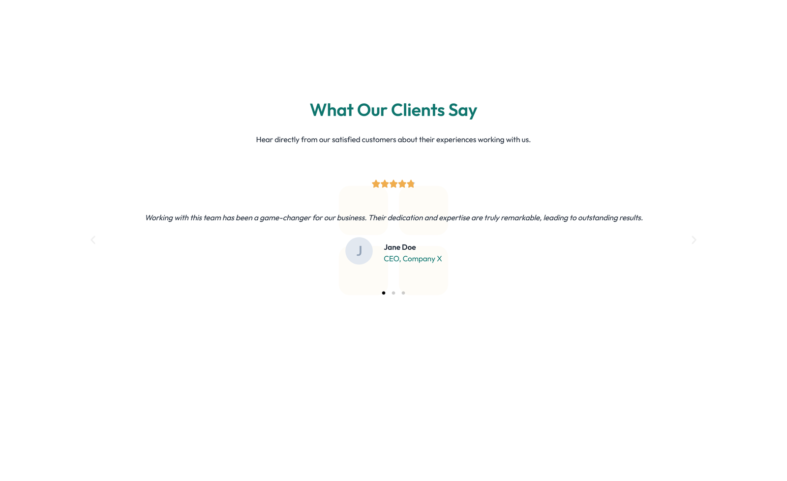 Screenshot of Testimonial with Single Centered Blockquote 43 - Elementor Testimonial Sections component