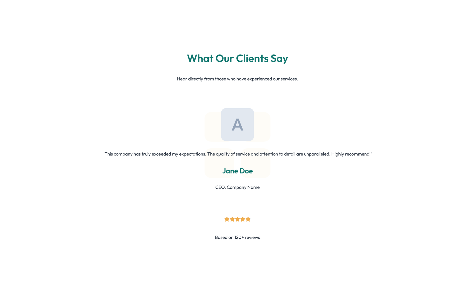 Screenshot of Testimonial with Single Centered Blockquote 44 - Elementor Testimonial Sections component