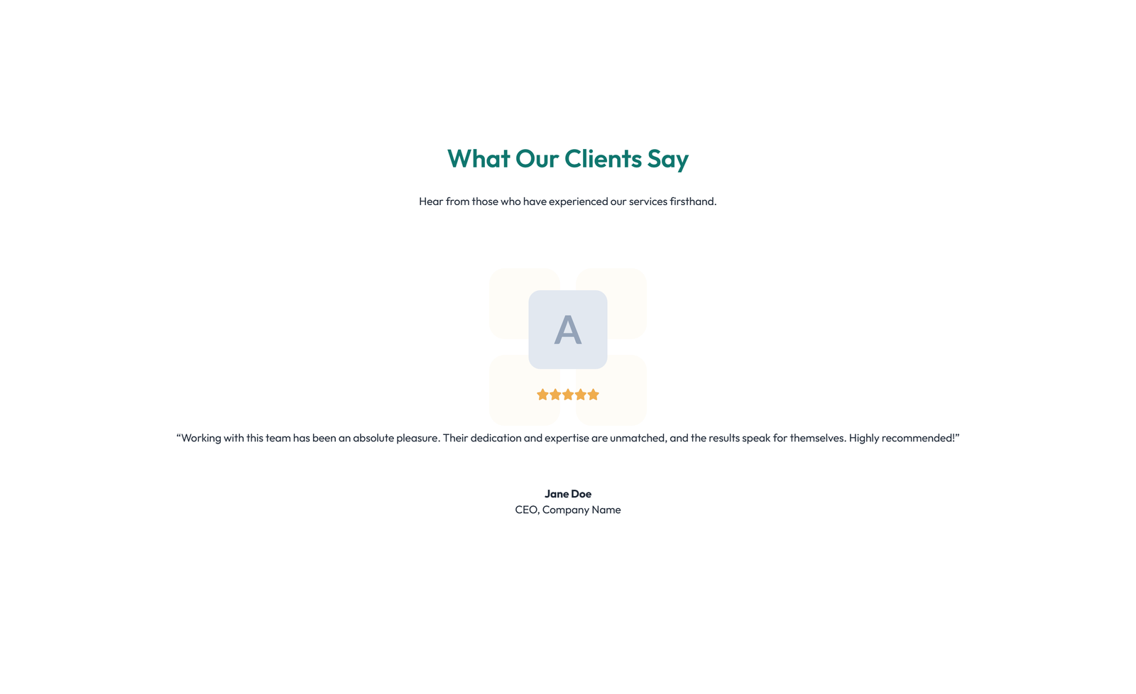 Screenshot of Testimonial with Carousel with Heading 46 - Elementor Testimonial Sections component