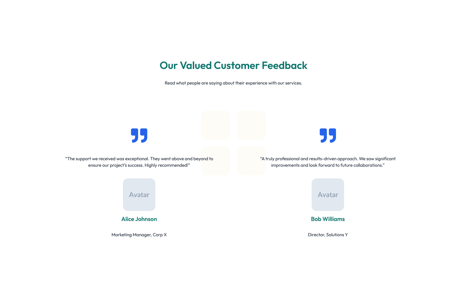 Screenshot of Testimonial with 3-column Rating, Quote Cards 49 - Elementor Testimonial Sections component