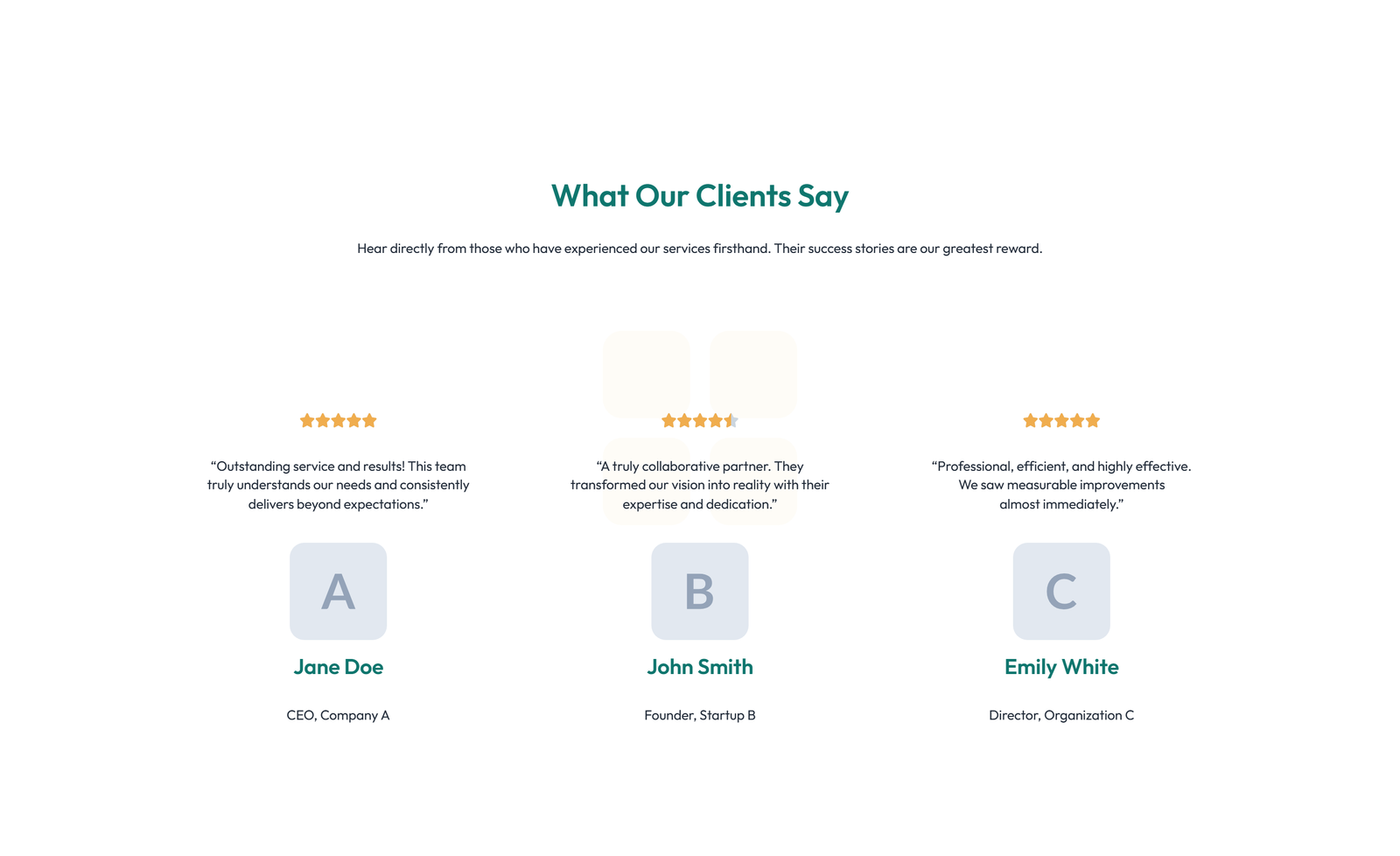 Testimonial with Single Centered Blockquote 53 - Elementor component