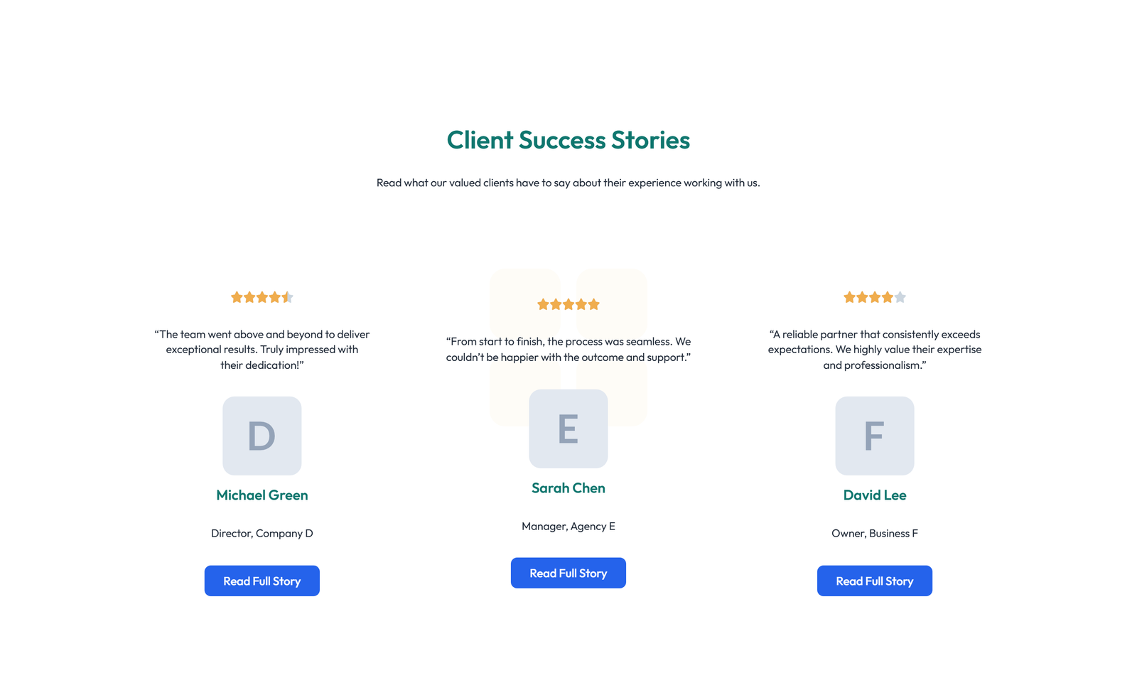 Testimonial with Single Centered Blockquote 54 - Elementor component