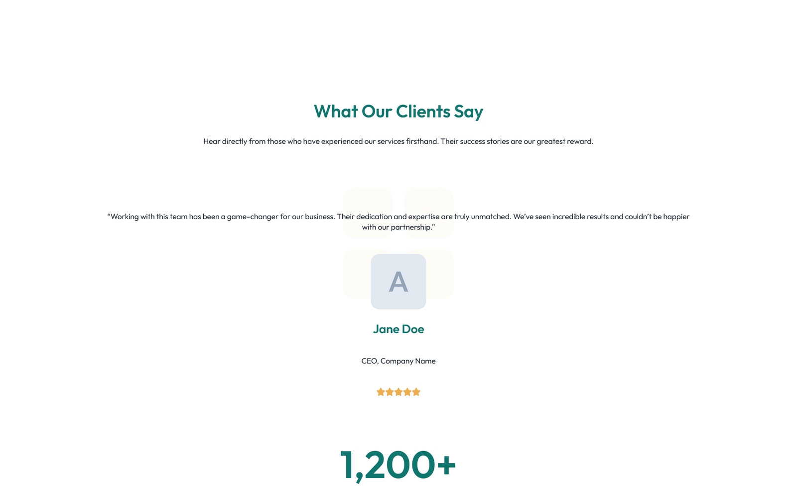 Screenshot of Testimonial with Carousel with Heading 55 - Elementor Testimonial Sections component