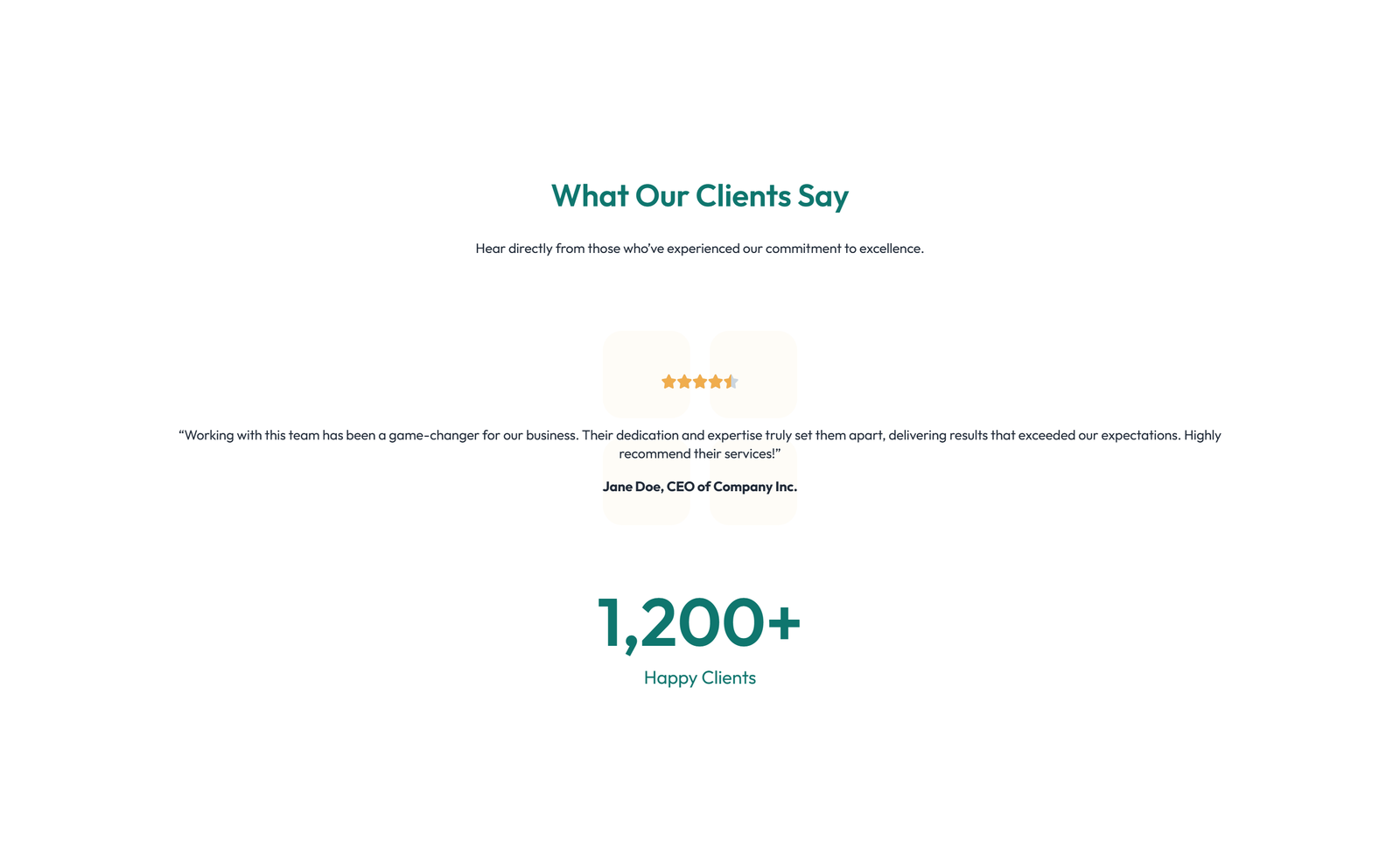 Screenshot of Testimonial with 3-column Rating, Quote Cards 56 - Elementor Testimonial Sections component