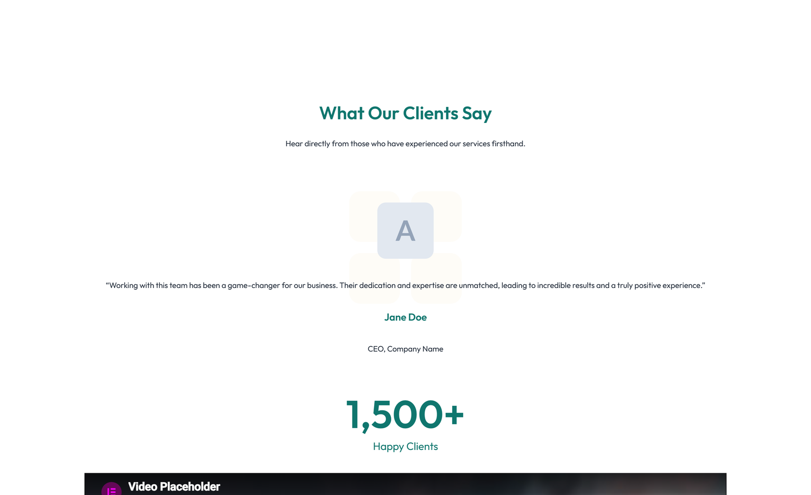 Testimonial with Single Centered Blockquote 56 - Elementor component