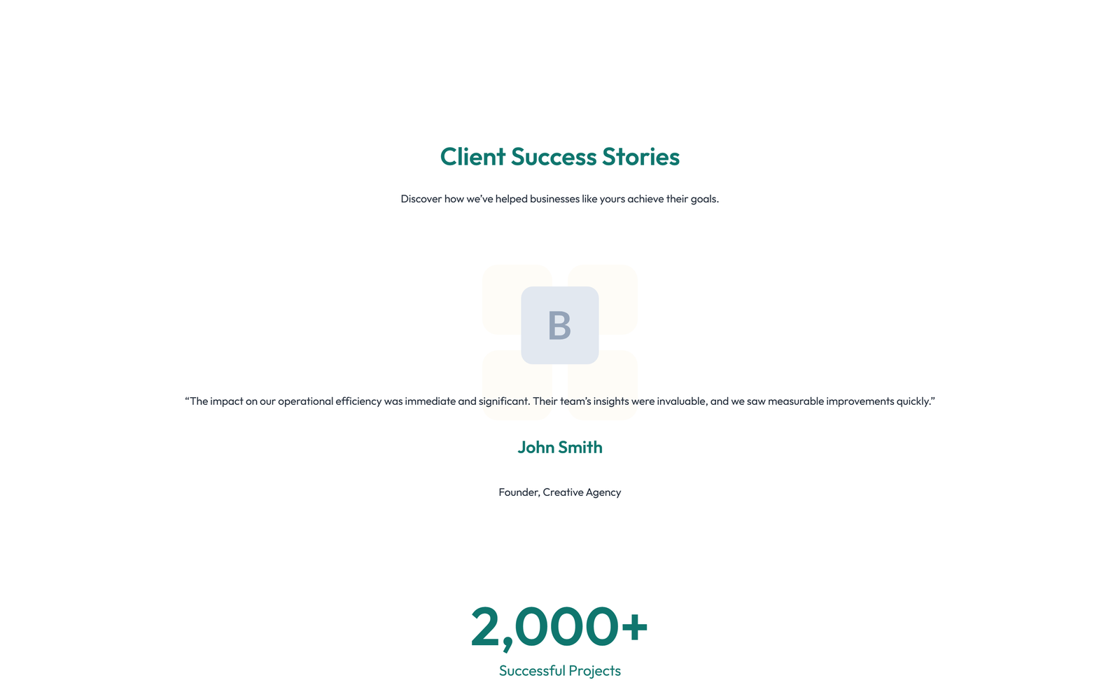 Screenshot of Testimonial with Single Centered Blockquote 57 - Elementor Testimonial Sections component