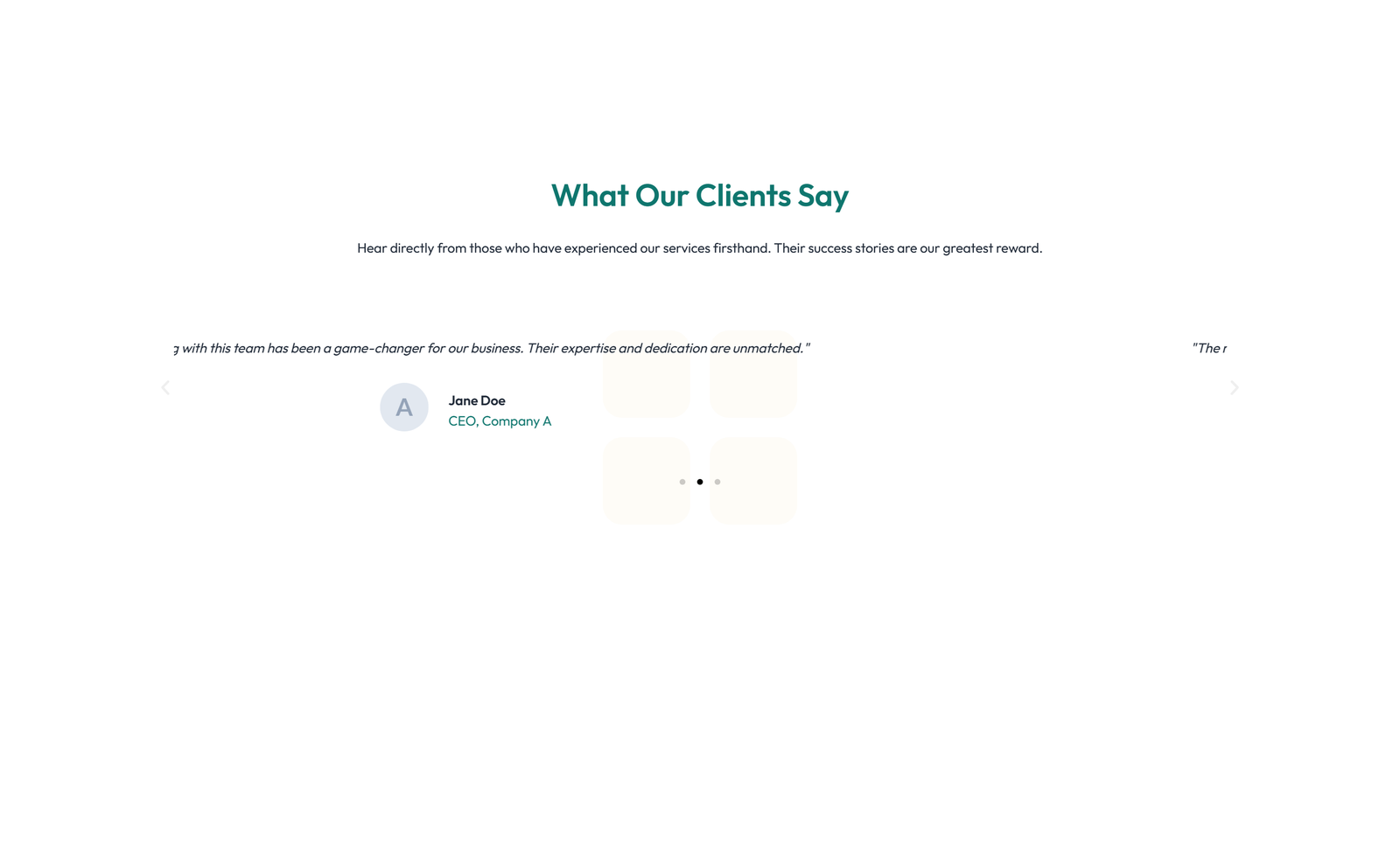 Screenshot of Testimonial with Single Centered Blockquote 67 - Elementor Testimonial Sections component