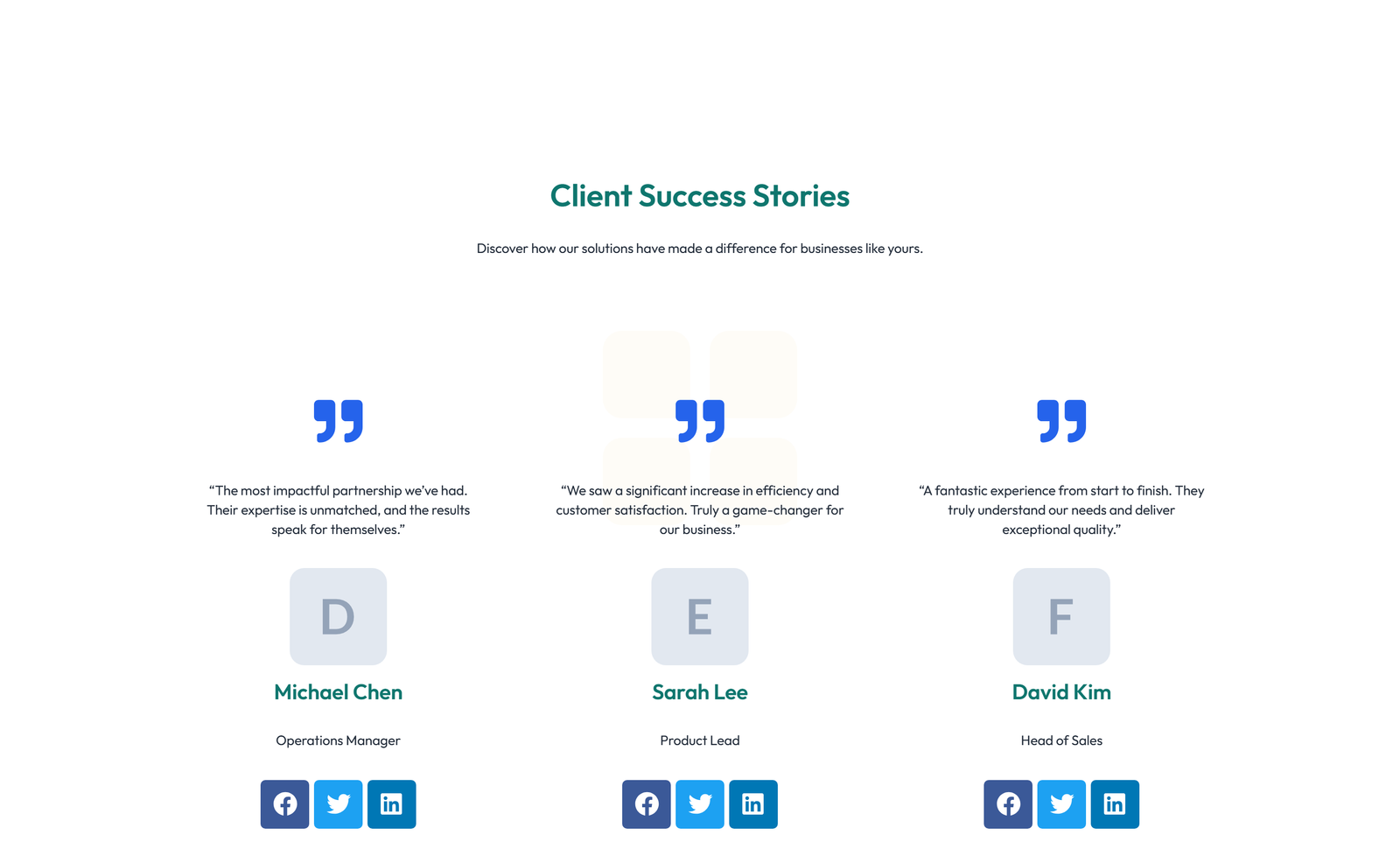 Testimonial with 3-column Rating, Quote Cards 70 - Elementor component