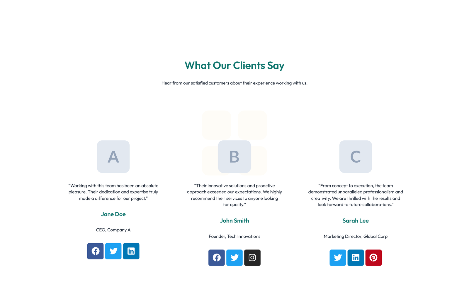 Testimonial with Single Centered Blockquote 71 - Elementor component