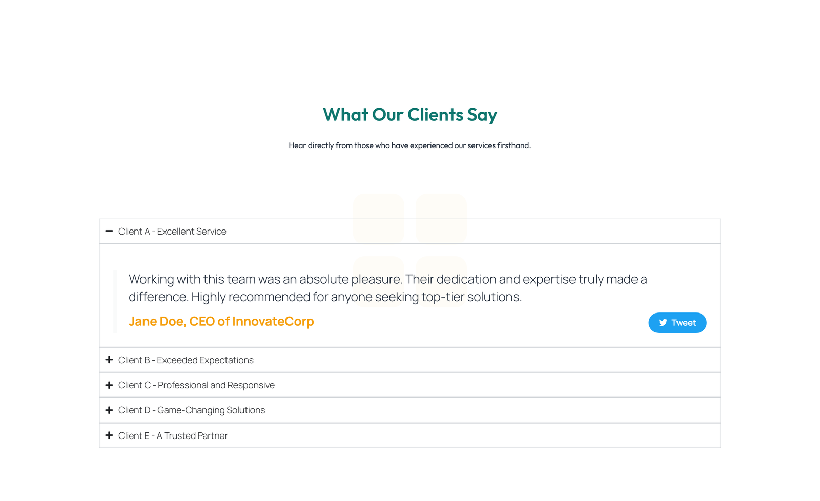 Screenshot of Testimonial with Carousel with Heading 80 - Elementor Testimonial Sections component